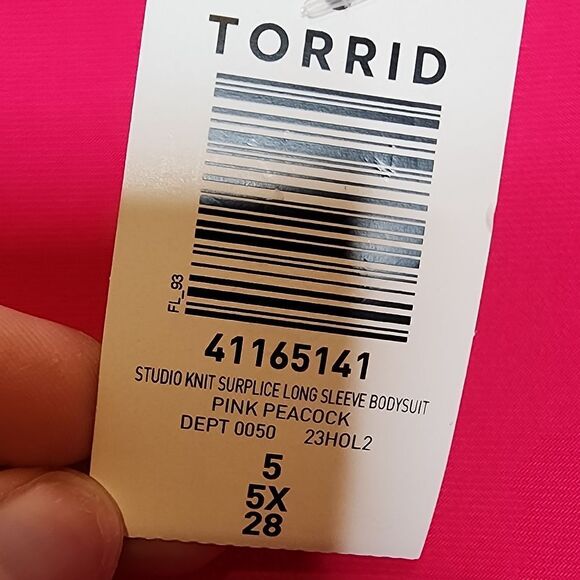 5X 28W Torrid Pink Knit Bodysuit Surplice V Neck Long Sleeve Snap Close Offfice - Picture 11 of 12